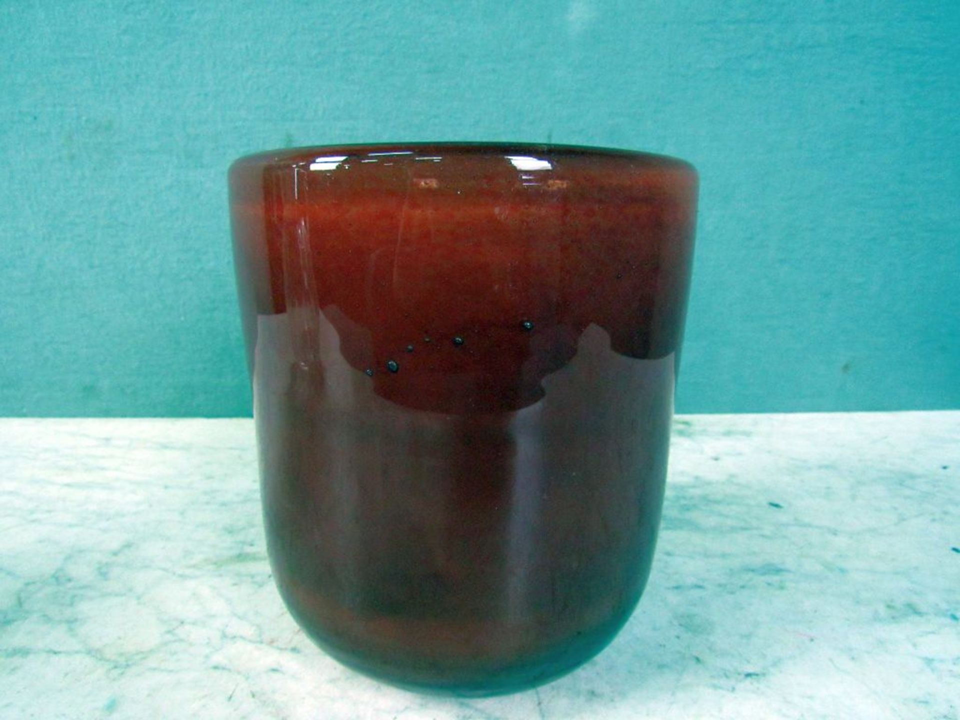 Glasvase rot braun 19cm hoch - Image 3 of 5