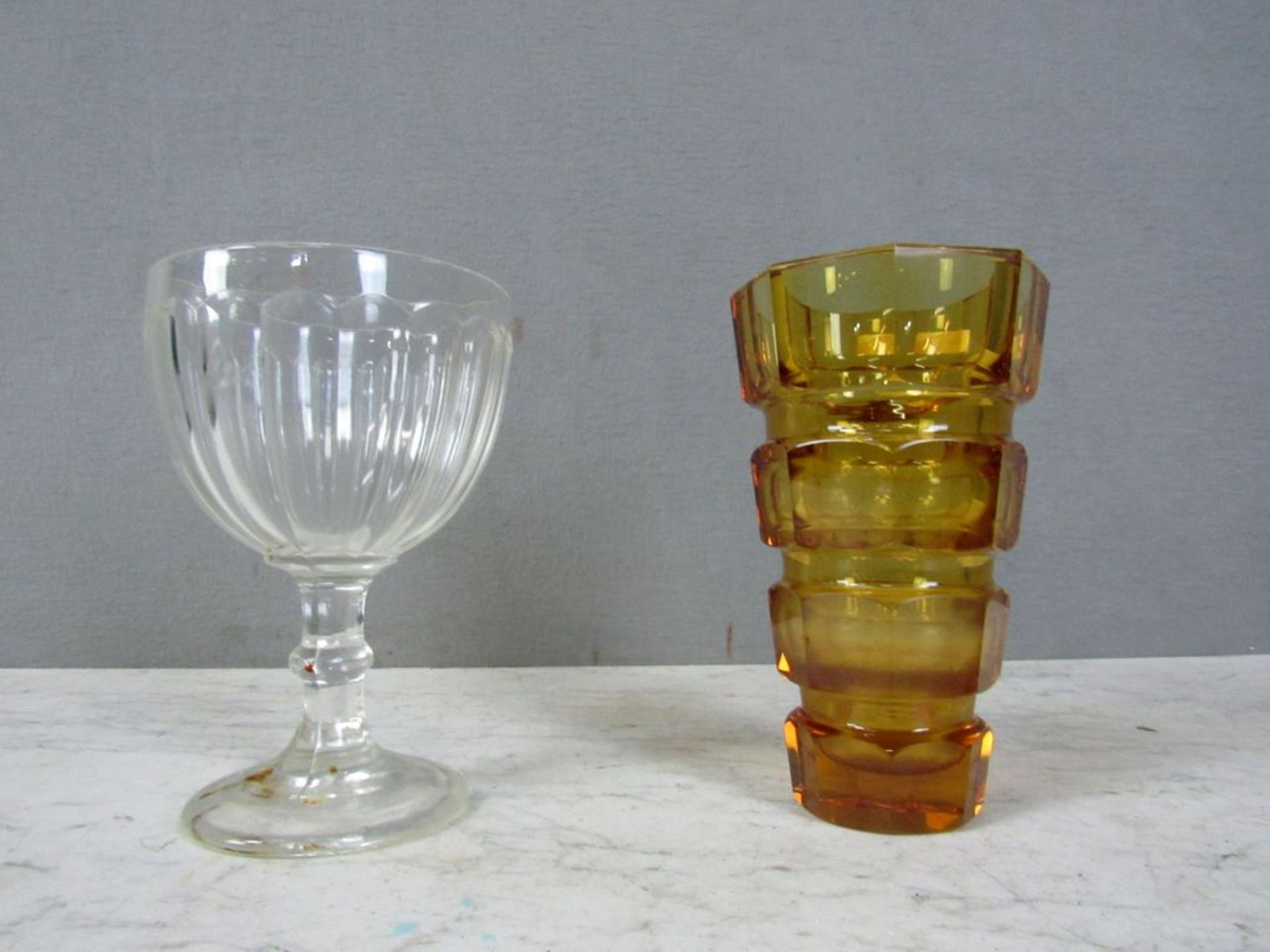 GroÃŸe schwere Glasvase honigfarbend - Image 7 of 8