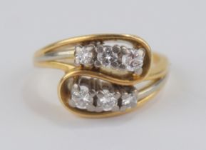 Ring mit 6 Diamant-Brillanten, 585er Gold