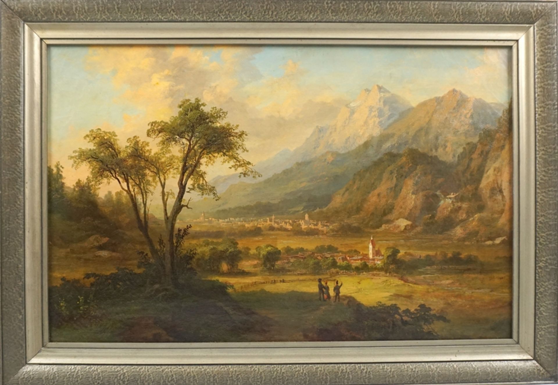 C.G.Bruns (1811-1884) Alpenlandschaft mit Stadtansicht, dat. 1871 - Image 3 of 4