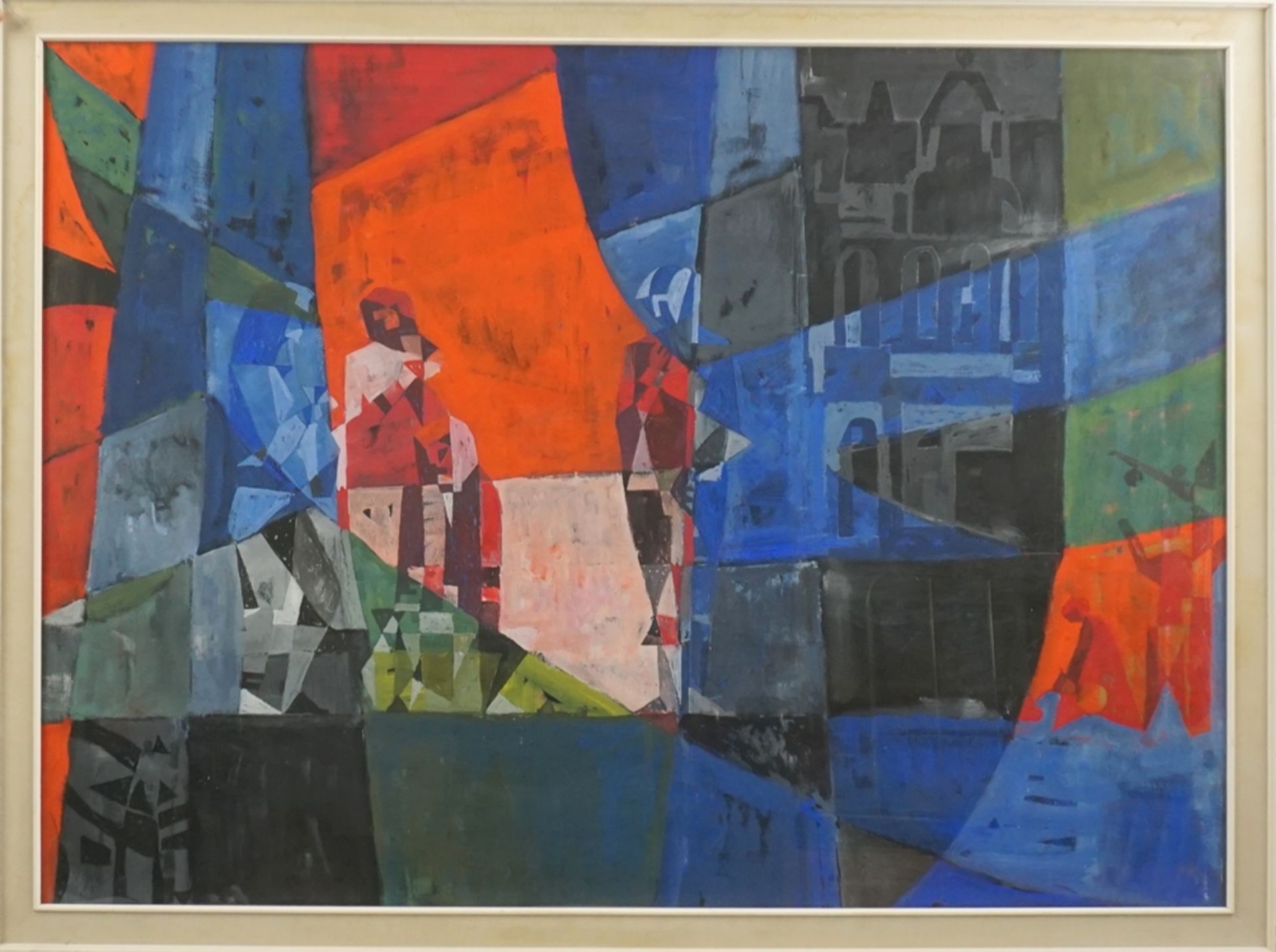 Heinz Mülling (*1920) attr., Abstrakte Komposition in Blau, Schwarz, Grün und Rot - Image 2 of 2