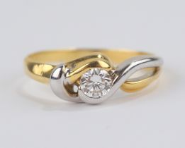 Solitaire-Brillant-Ring, ca.0,52ct, 750er Gelb- und Weißgold, mit Wertgutachten