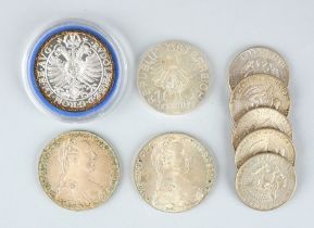 9 silberne Münzen; Gesamt-Gew. ca.166,48g