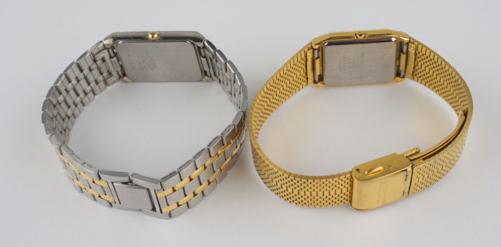 3 Armbanduhren mit Karree-Gehäuse, Quarz, Seiko und Citizen, Buler, 1980er Jahre - Image 5 of 6