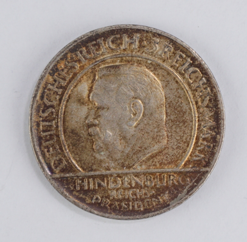 3 Reichsmark 1929, 10 Jahre Weimarer Verfassung, 500er Silber - Image 2 of 2