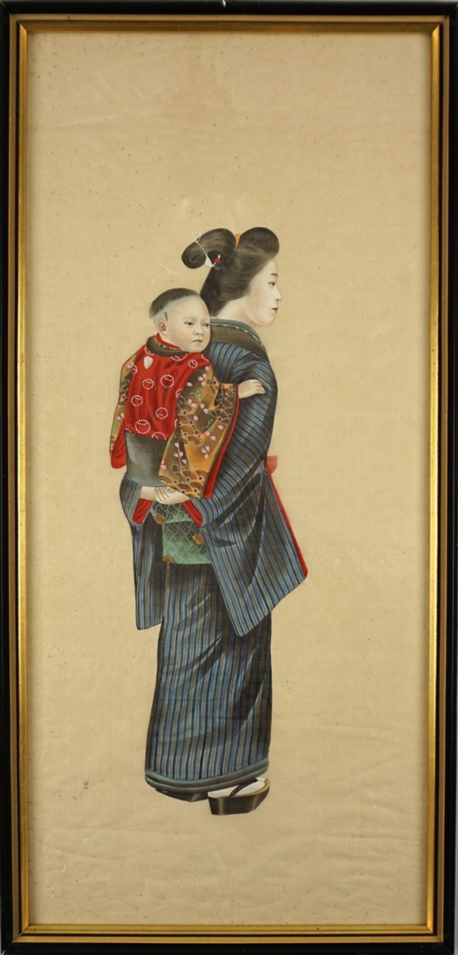 4 japanische Seidenmalereien mit Geisha-Motiven, Meiji, spätes 19.Jh. - Image 6 of 7