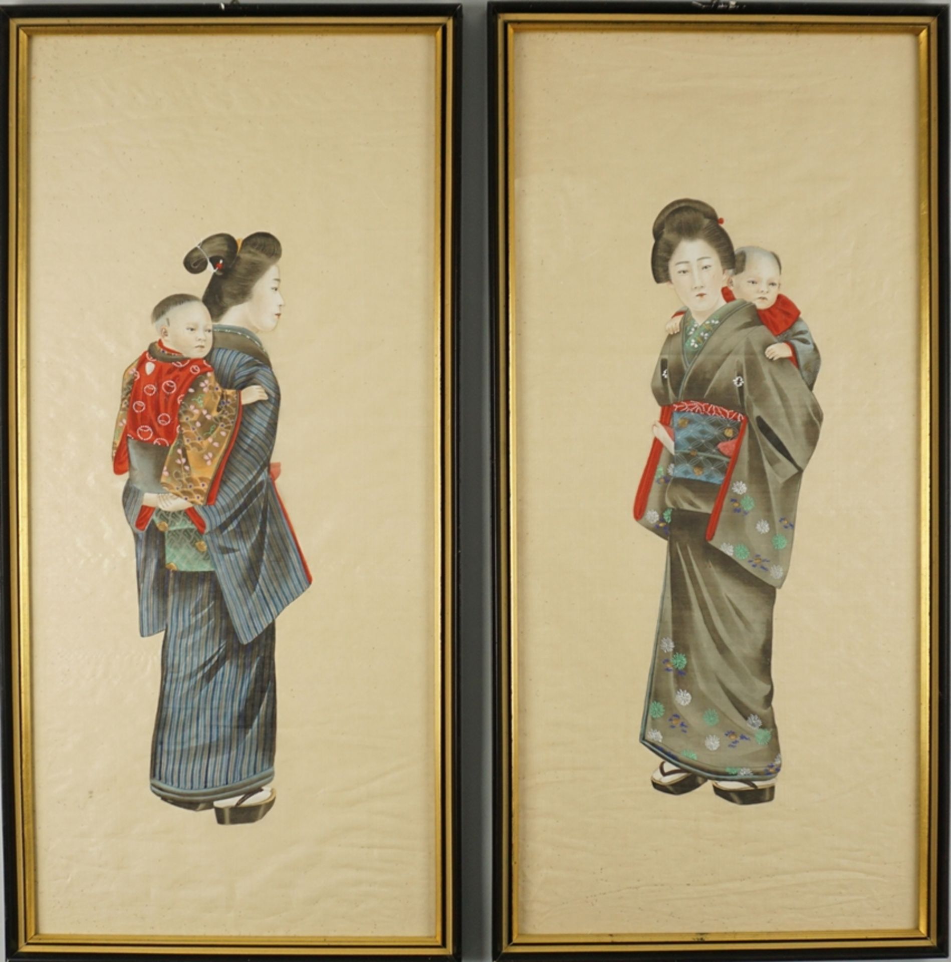 4 japanische Seidenmalereien mit Geisha-Motiven, Meiji, spätes 19.Jh. - Image 2 of 7