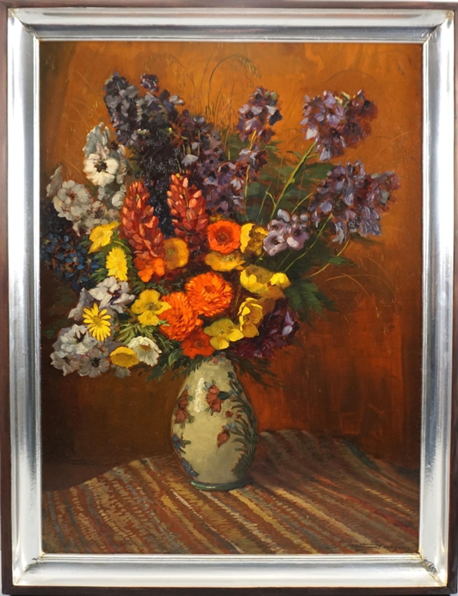 Hanns Herzing (1890 Dresden-1971 ebd.) "Sommerblumen in Vase" - Image 2 of 3