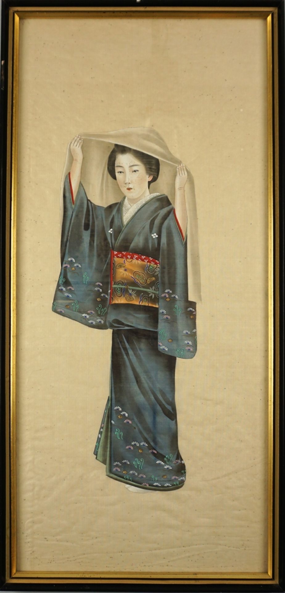 4 japanische Seidenmalereien mit Geisha-Motiven, Meiji, spätes 19.Jh. - Image 4 of 7