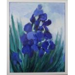 Dietlinde Bonnlander (*1931), "Blaue Lilien", Öl/Lwd.