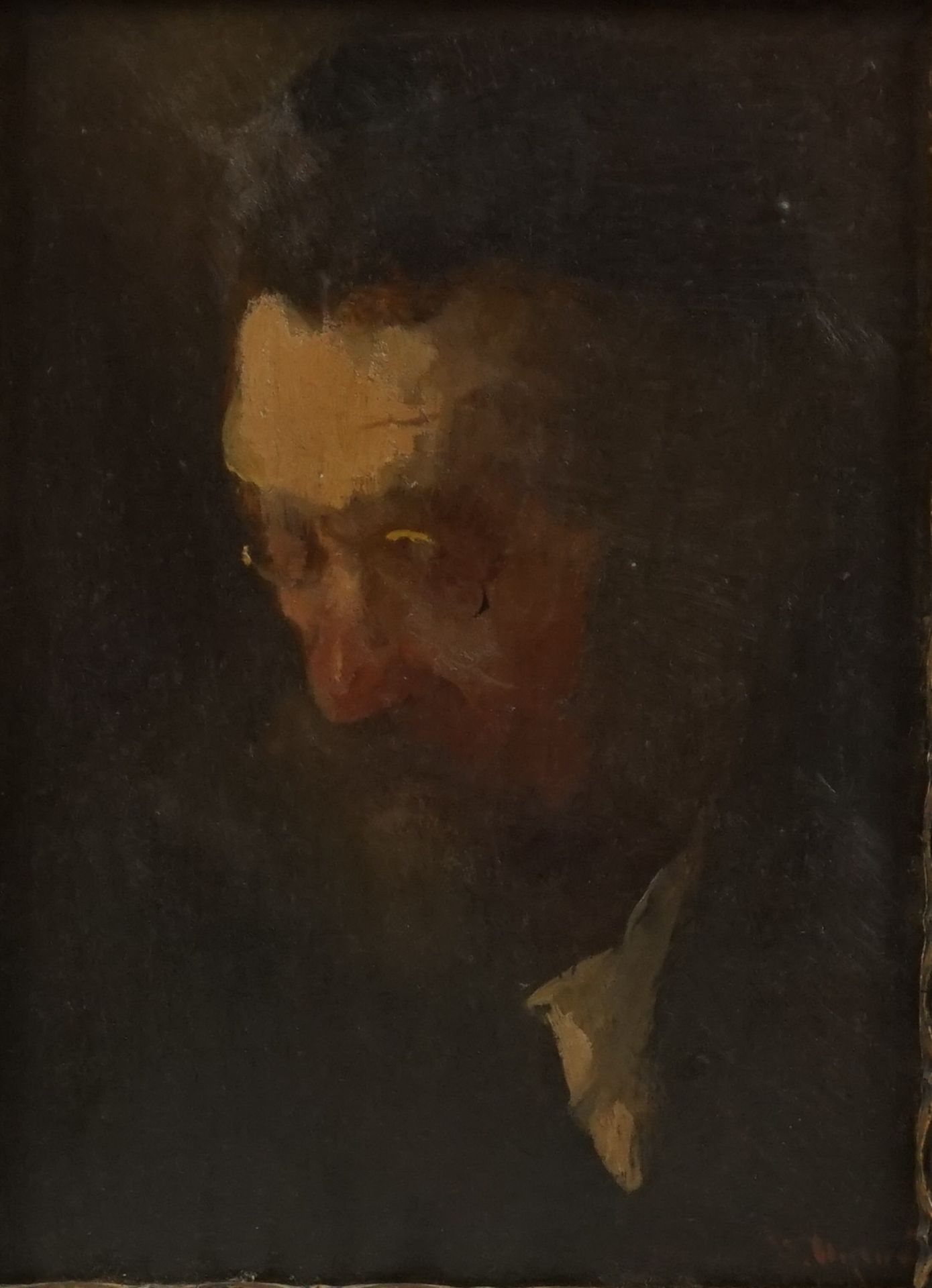 undeutl. signiert, "Porträt eines jüdischen Mannes", frühes 20. Jh., Öl/Hf.