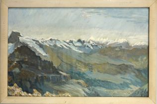 Monogrammist RW, "Winterlandschaft im Gebirge", 1927, Gouache