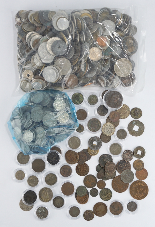 umfangreiches Konvolut Kleinmünzen, Alle Welt, von der Antike bis zur 1.Hälfte des 20.Jh., Gesamt-G