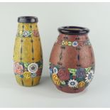 2 Vasen mit Blumenbändern, Amphora-Werke, Tschechoslowakei, um 1920