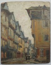 Gustave Madelain (1867-1944) "Altstadtgasse mit Passanten"