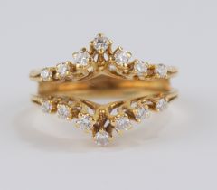 Ring mit 14 Diamant-Brillanten, 750er Gold, mit Wertgutachten