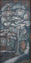 unidentifizierter Künstler, Bäume in Blau, 1980er Jahre