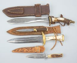 3 Messer mit Hirschhorngriffen, u.a. Erik Frost/ Mora,Schweden
