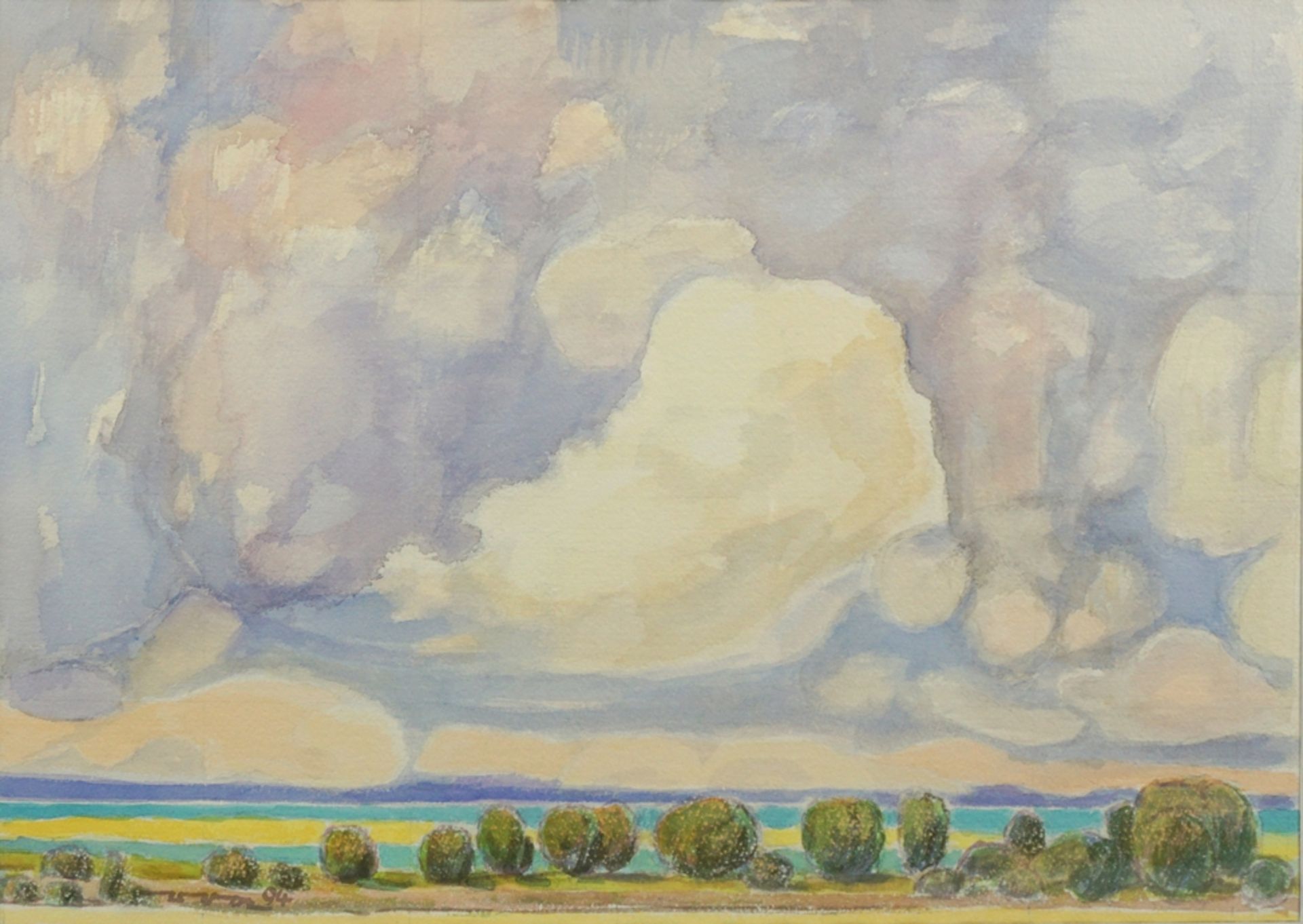 Rolf Albrecht (1920 - 1995, Magdeburg), 3 Aquarelle "Landschaften bei Magdeburg", 1988/94/95