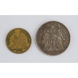 5 Francs 1875, Herkules und 2 Francs 1923, Frankreich