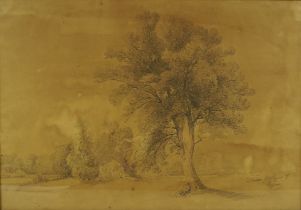 Carl Triebel (1823, Dessau - 1885, Wernigerode), "Landschaft bei Dessau", 1847, Bleistift/Papier