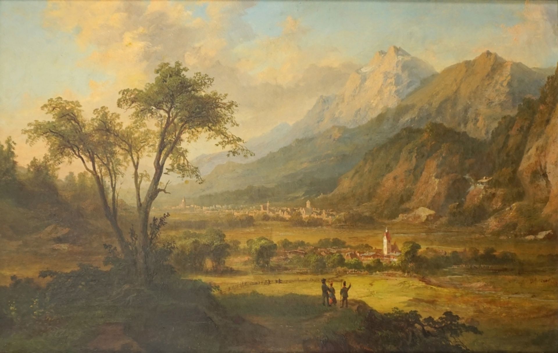 C.G.Bruns (1811-1884) Alpenlandschaft mit Stadtansicht, dat. 1871