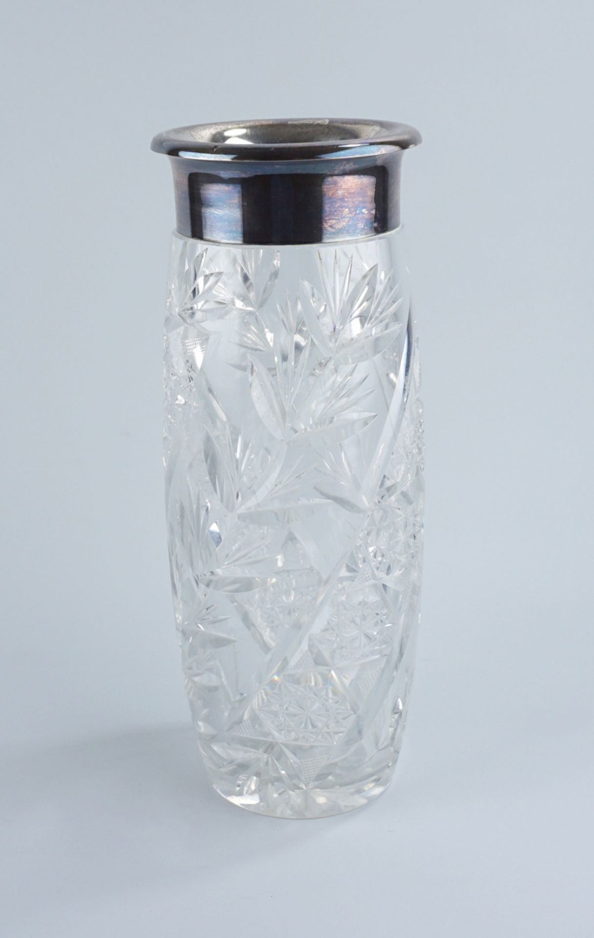 Kristallvase mit Silbermontierung, Wilhelm Binder, Schwäbisch Gmünd, 800er Silber