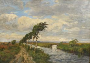 Sophie Wencke (Bremerhaven 1874 - Worpswede 1963), Birken in stürmischer Moorlandschaft