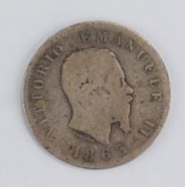 50 Centesimi, 1863, König Vittorio Emanuele II., Italien