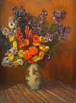 Hanns Herzing (1890 Dresden-1971 ebd.) "Sommerblumen in Vase"