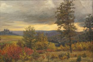 Walter Kessler (1873-1912) , Düsseldorfer Maler, "Hügelige Landschaft im Spätsommer"