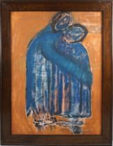unidentifizierter Künstler, Figurenkomposition in Blau, 1980er Jahre