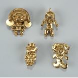 4x Azteken-Schmuck, Museumsrepliken, 1970er Jahre