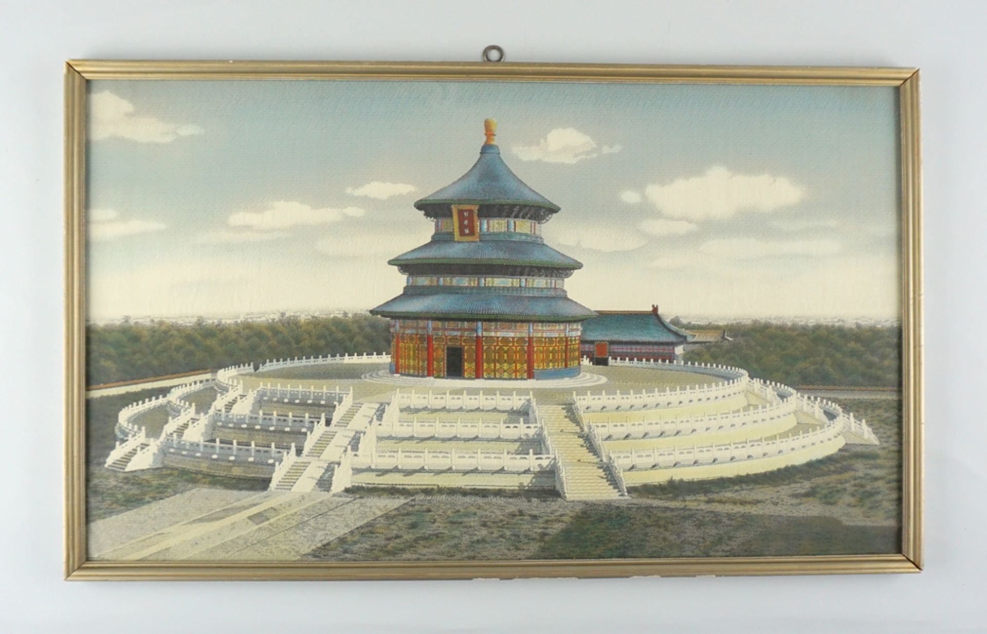 Seiden-Webbild "Sommerpalast in Peking", China, 1950er Jahre
