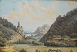 Johann Bernhard Klombeck ( (*1815 bei Kleve - 1893 ebd.) Flusslandschaft mit Burgruine, datiert 186
