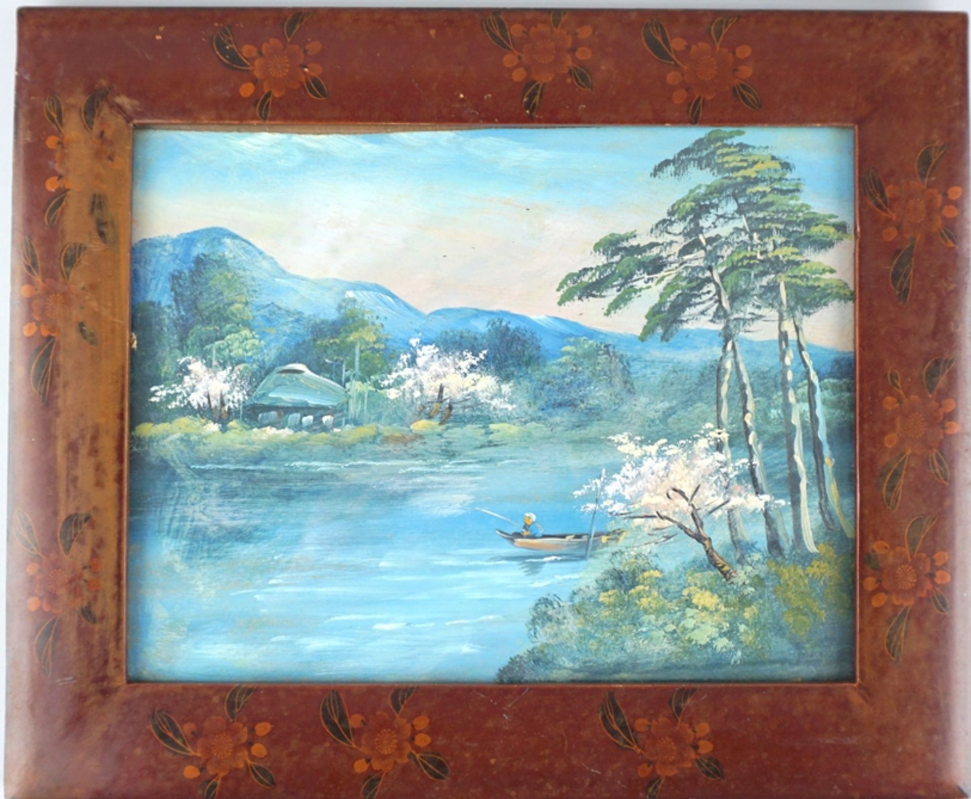 2 Landschaftbilder in Lackrahmen, Japan, Anfang 20.Jh. - Bild 2 aus 4
