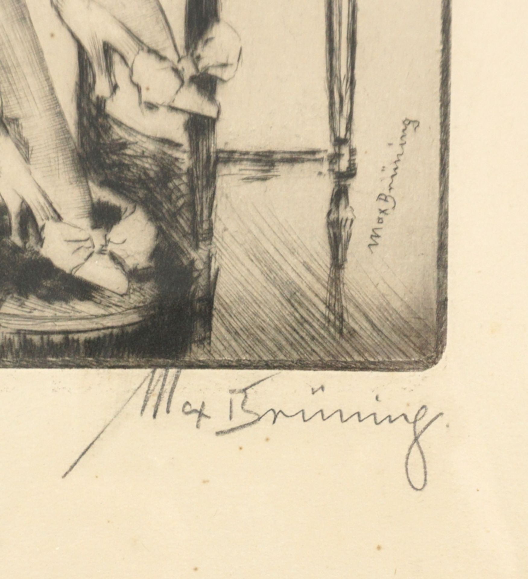 Max Brüning (1887 Delitsch/Sachsen- 1968 Lindau/Bodensee), Elegante Dame mit Pekinese, um 1920 - Image 3 of 3