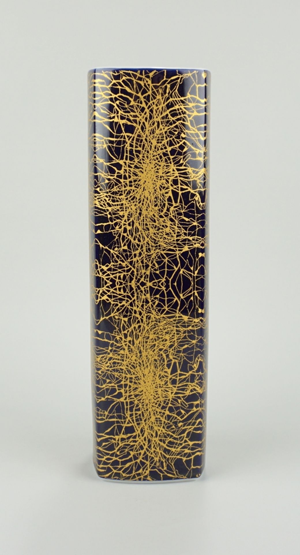 Vase, Echt Kobaltblau mit Gold-Netzwerk, Heinrich-Porzellan, 2.Hälfte 20.Jh.