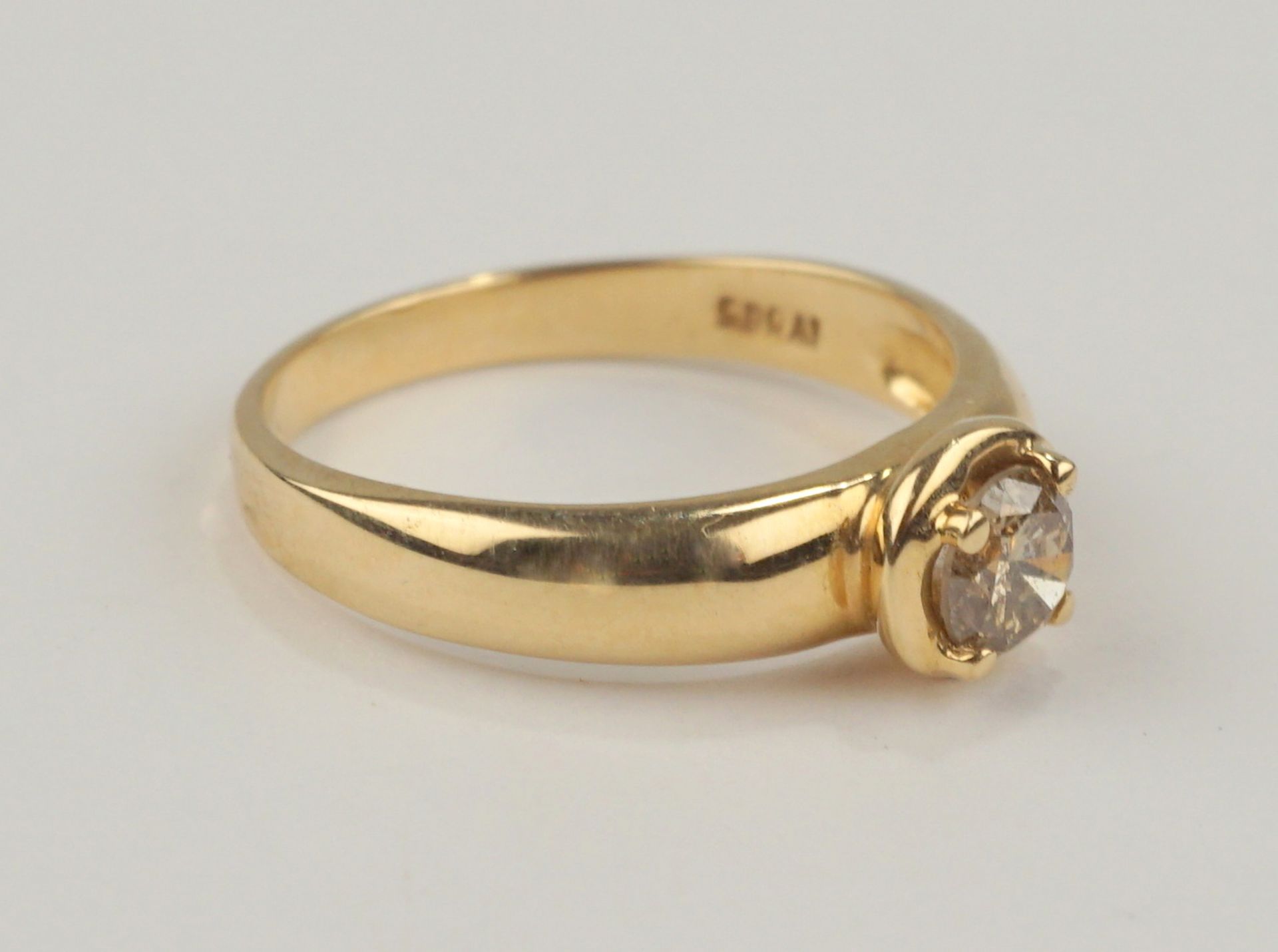 Solitärring mit Diamant-Brillant, 585er Gold - Image 2 of 2