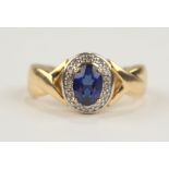 Ring mit Saphir und 12 Diamant-Brillanten, total ca.0,08ct, Gerry Weber, 585er Gold