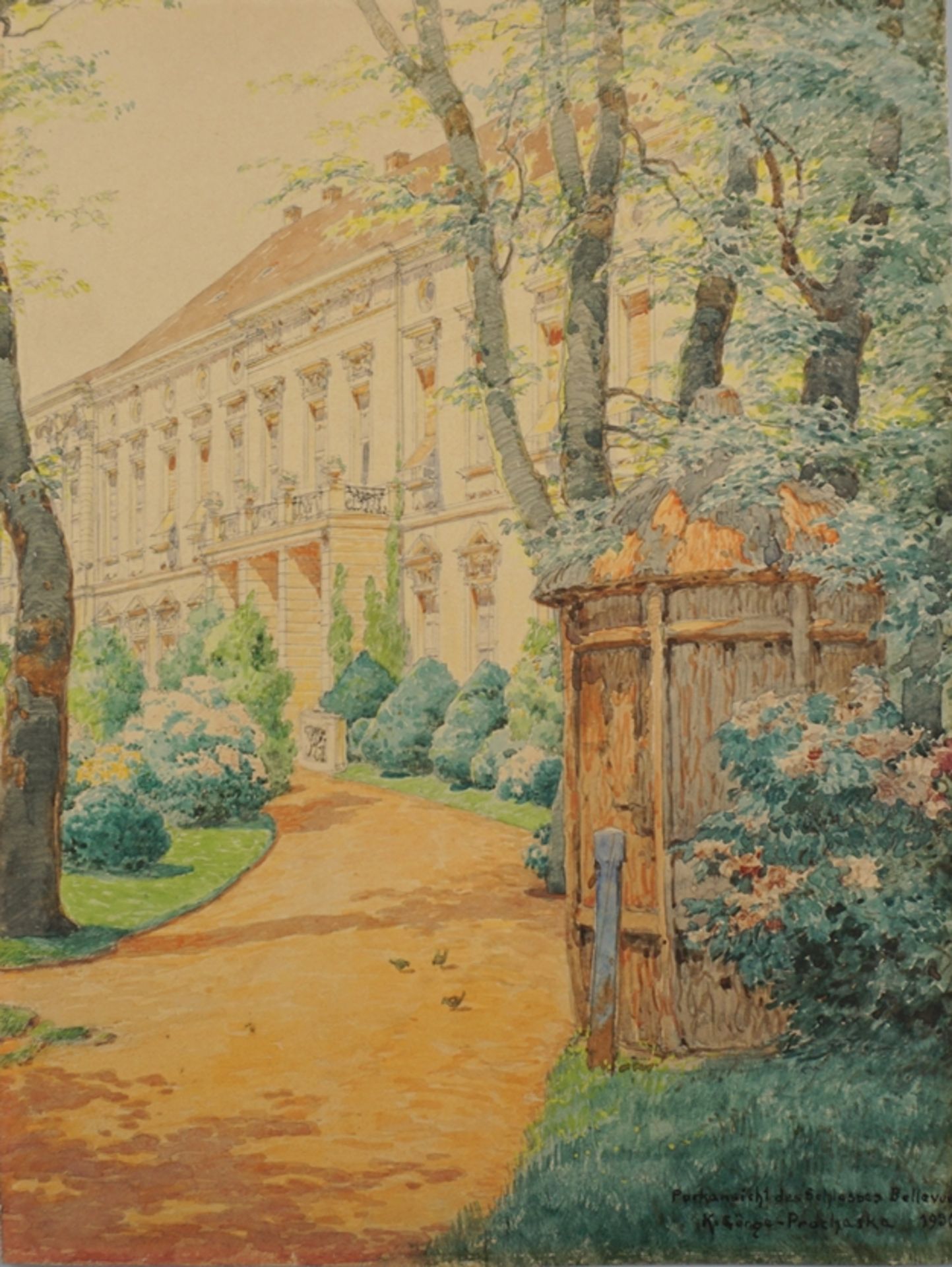 K. Görze- Prochaska "Parkansicht des Schlosses Bellevue", 1930