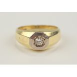 Ring mit Diamant-Brillant, gez.0,18ct, vieleckiger Ringkopf, 585er Gold