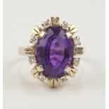 Amethyst-Diamant-Brillant-Ring, 585er Weißgold