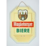 Reklame-Glasschild "Magdeburger Biere", wohl 1950er Jahre