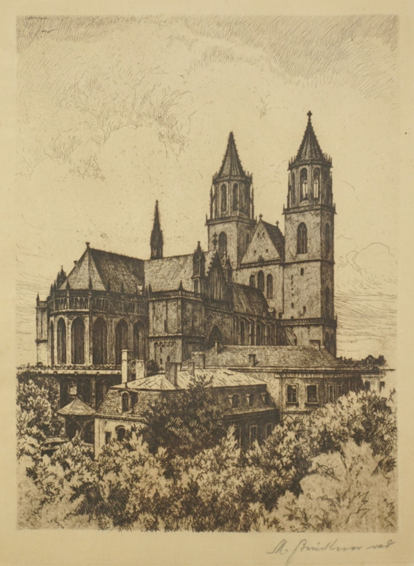 Max Brückner (*1888 in Dresden -?), 2 Ansichten vom Dom zu Magdeburg - Bild 3 aus 3