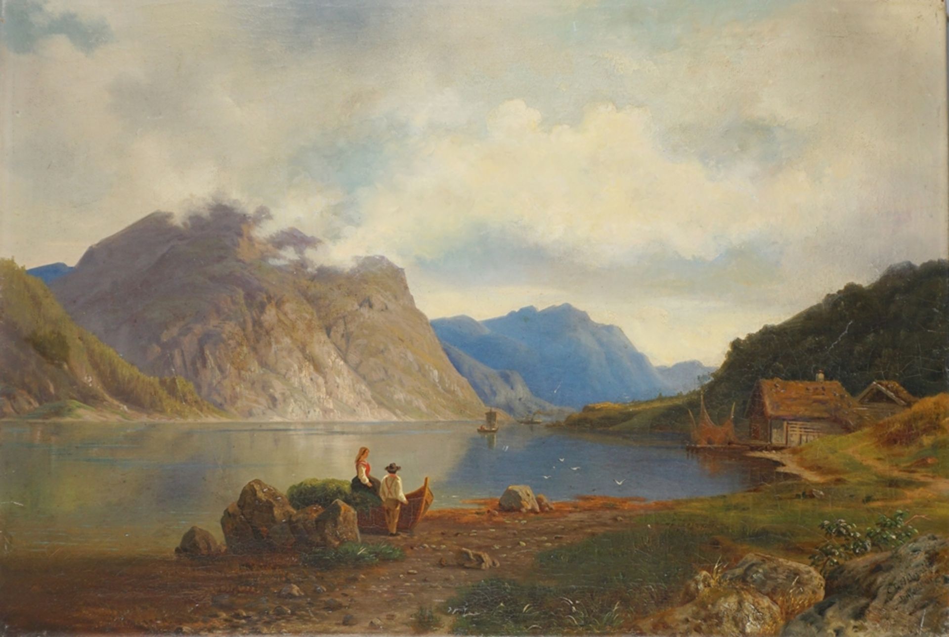 Carl Ludwig Schmitz (* 1817 oder 1818 in Düsseldorf; † nach 1859) "Norwegische Fjordlandschaft" - Bild 2 aus 4