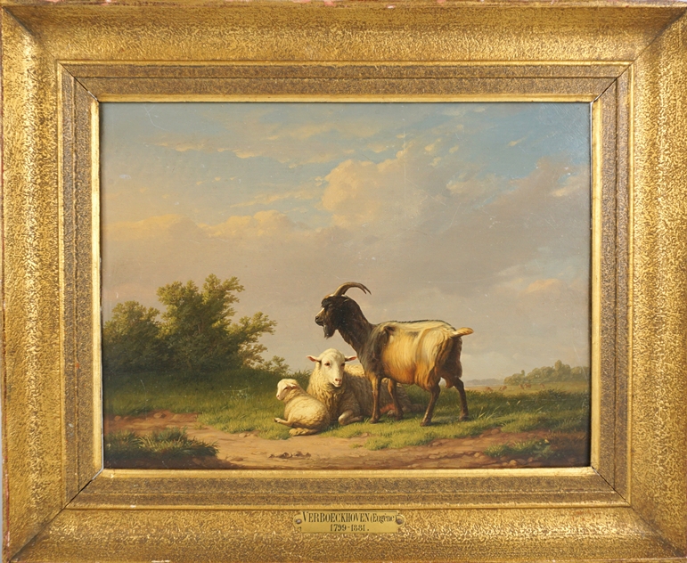Eugène Verboeckhoven (1798 Warneton - Brüssel 1881) "Ziegenbock und Schafe", datiert 1842 - Image 2 of 4