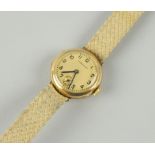 schlicht-elegante Damenarmbanduhr Longines, 1920er Jahre, 585er Gelbgold