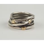 Ring mit 3 kleinen Goldauflagen, Pandora, 925er Silber