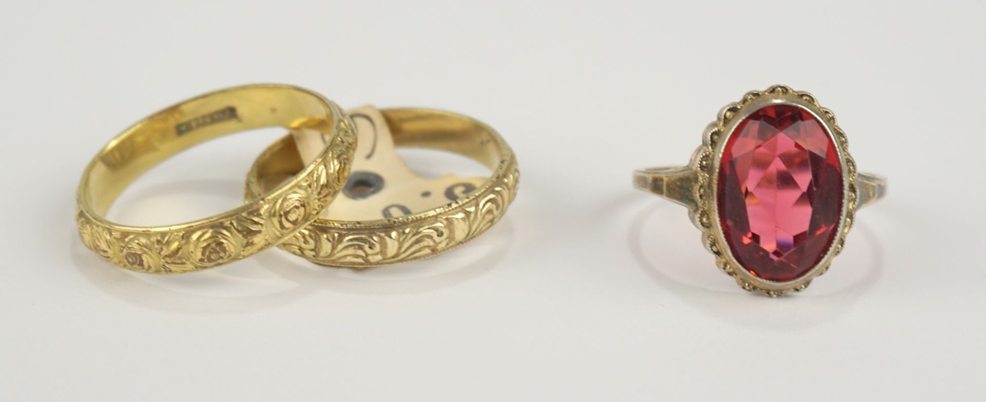 3 Ringe, Charnier, vergoldet, 1930er Jahre